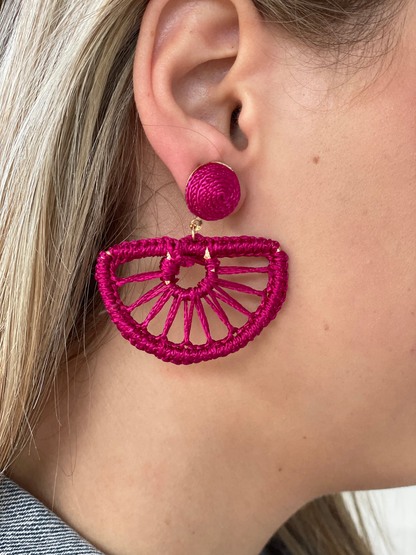 Rattan Half Moon Earrings