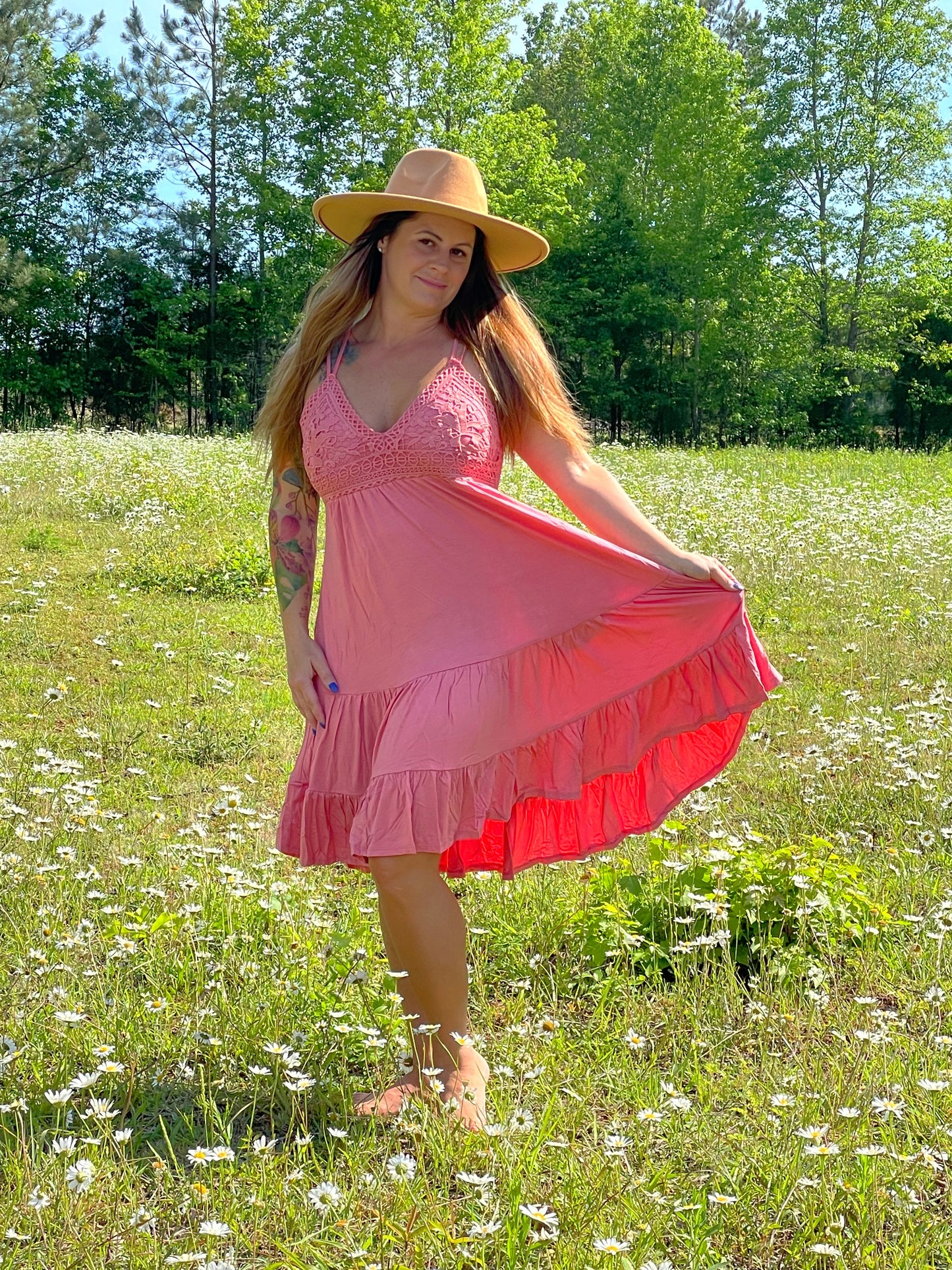 Pink Lace Swing Dress